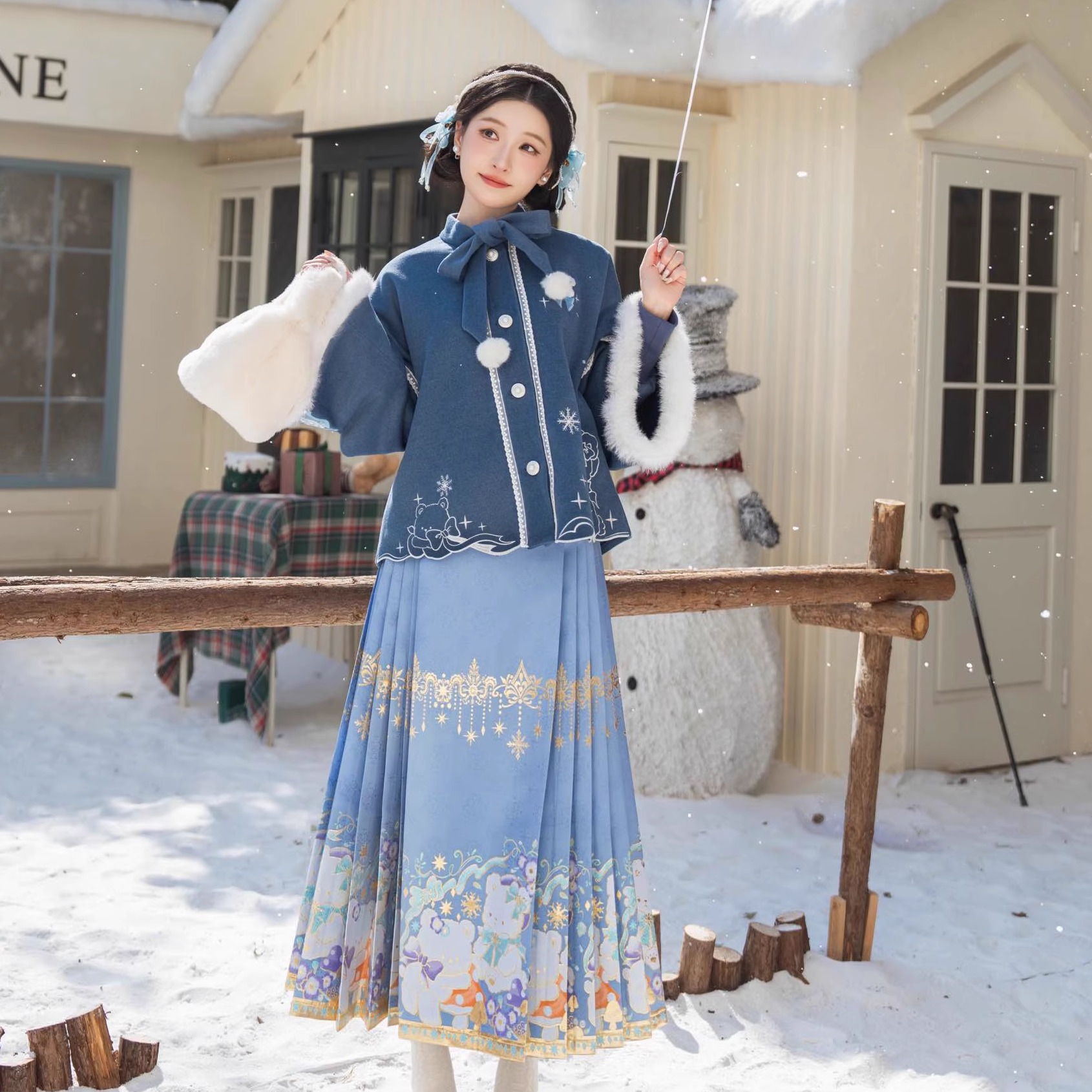 无衣饮羽冰雪小熊明制汉服套装