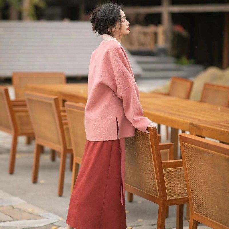 亦有竹【万柿顺荔】秋冬羊毛双色双面尼红色上衣外套印花裙,女装/女士精品,汉服半身裙,淘宝优惠券,粉丝福利购,淘宝优惠卷