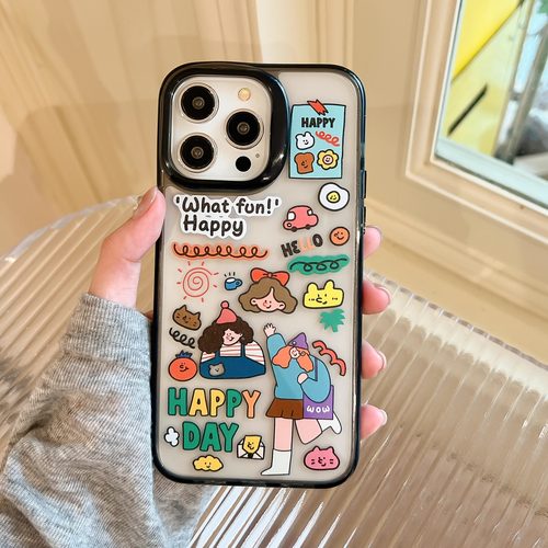 iphone亚克力卡通软边全包手机壳