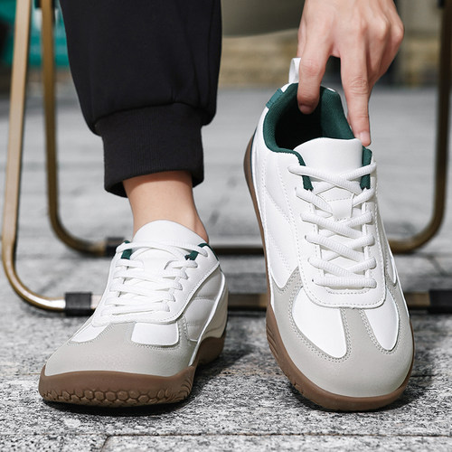 夏季宽楦鞋女款拼色德训鞋男女防滑厚底系带休闲宽掌鞋宽脚运动鞋