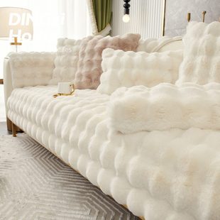 子防滑撸毛绒冬沙发垫感坐垫冬季 加厚高级皮草猫轻奢沙发套罩风款