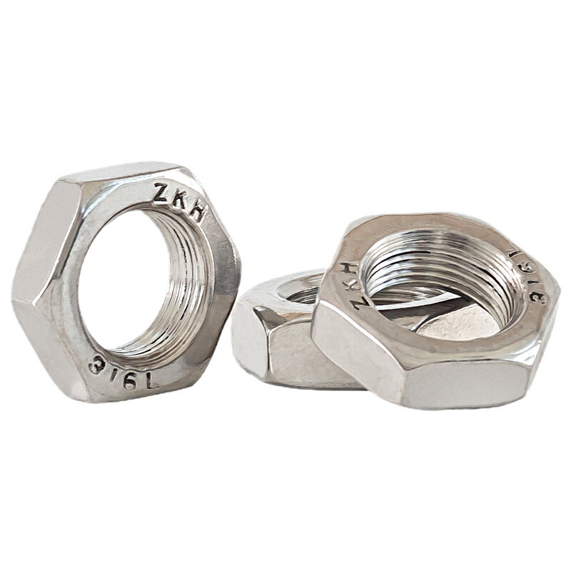 。316L不锈钢细牙薄螺母六角细牙螺帽扁形薄型螺丝帽M8M10M12M14M