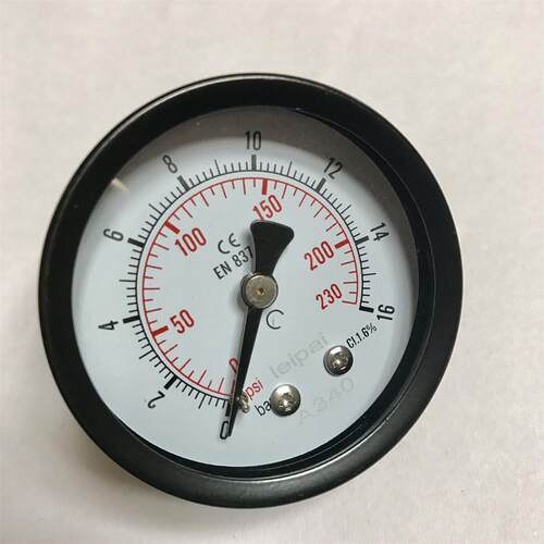 轴向压力表 气压 水压均可测 直径52mm 压力16bar 16kg螺纹m10x1
