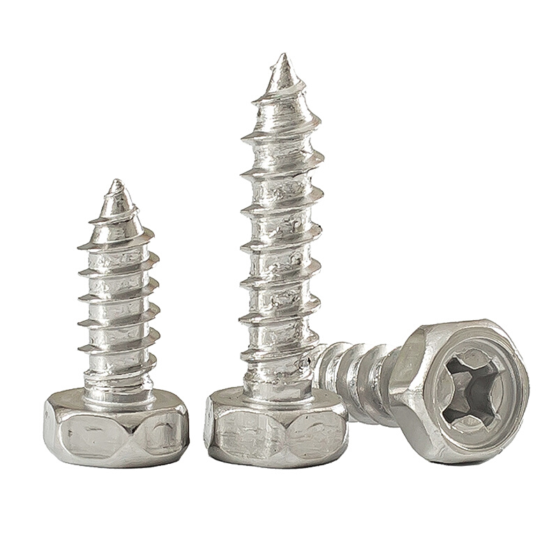 。304不锈钢外六角自攻螺丝钉十字凹穴加长凹穴木螺钉M3M4M5M6