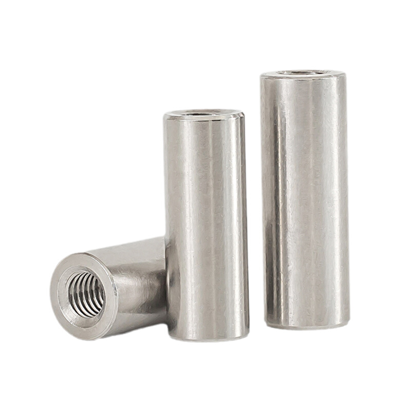 。304不锈钢圆形加长螺母圆柱螺帽丝杆接头螺丝M3M4M5M6M8M10M12M