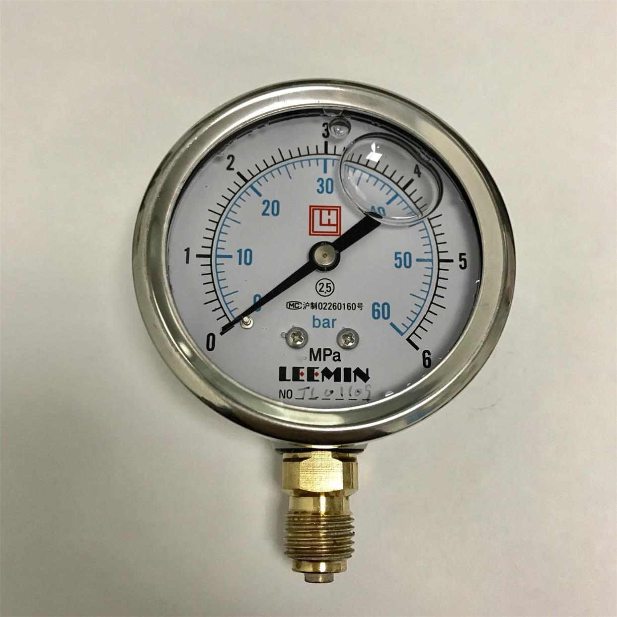 LH LEEMIN 耐震压力表 YTN-63-I 0-6mpa G1/4 直径63mm 压力6mpa