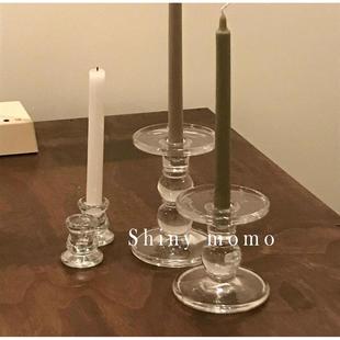 SHINY MOMO透明玻璃烛台ins韩式家居装饰摆件迷你韩式小烛台