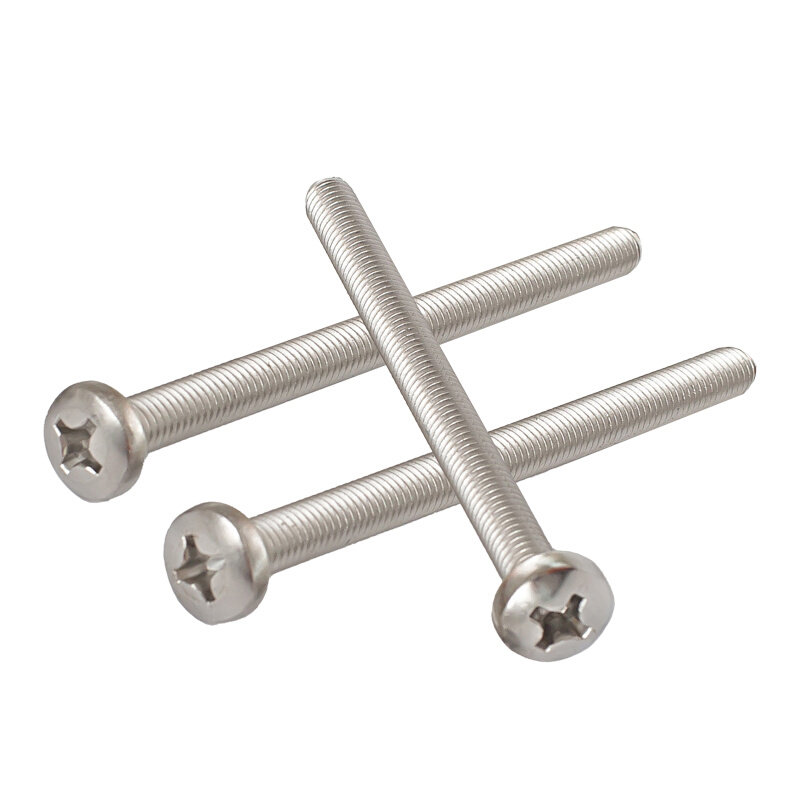 。304不锈钢加长特长螺钉圆头十字螺丝平弹母套装M3M4M5*110 200