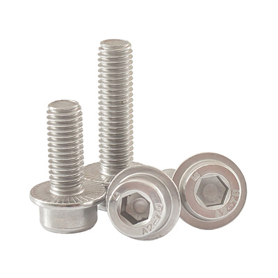 。304不锈钢圆柱头内六角法兰螺丝内六角带垫带齿带边法兰防滑螺