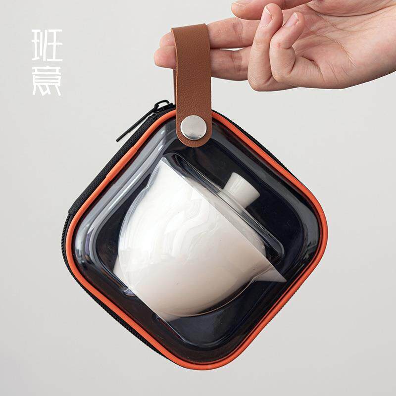 羊脂玉白瓷旅行茶具套装便携式户外露营旅游泡茶喝茶随行快客杯