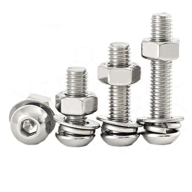 。304不锈钢半圆头内六角螺丝盘头螺栓螺母套装大全螺钉M3M4M5M6m
