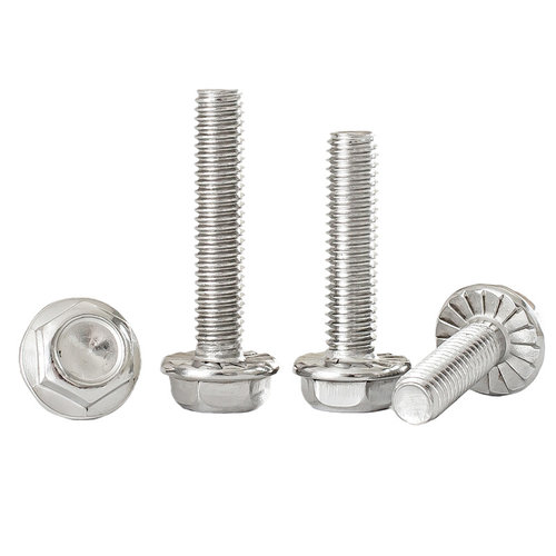 。M4M5M6M8M10M12 304不锈钢法兰螺丝外六角法兰面螺栓防滑螺丝防
