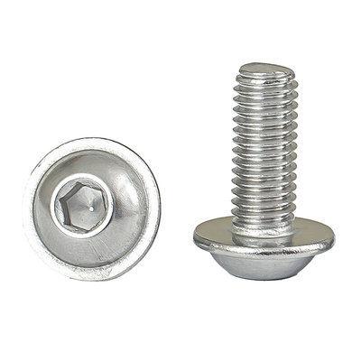 。304不锈钢圆头带垫内六角螺丝半圆头螺钉平圆头机钉*4-50M3M4M5