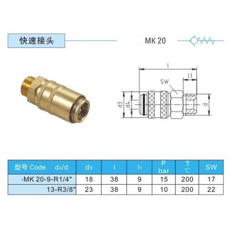 。DME-EOC快速接头MK20-9-R1/4" MK20-13-R3/8" DME模