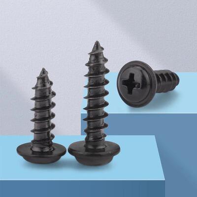 黑色304不锈钢PWA十字圆头带垫自攻螺丝盘头螺钉M2M2.3M2.6M3M4M5