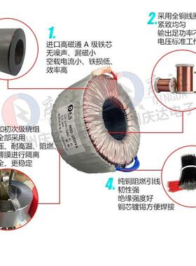 BOD环形电源变压器220V双9V32V50V15V24V18V60V200W墙暖加热隔离
