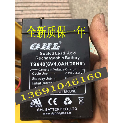 。GHL TS640 6V4.0AH/20HR 玩具车 童车 小孩子电动汽车蓄电池