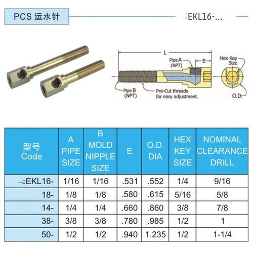 。PCS运水针EKL-16 18非标订做加工 运水针 冷却管 不锈钢冷却管