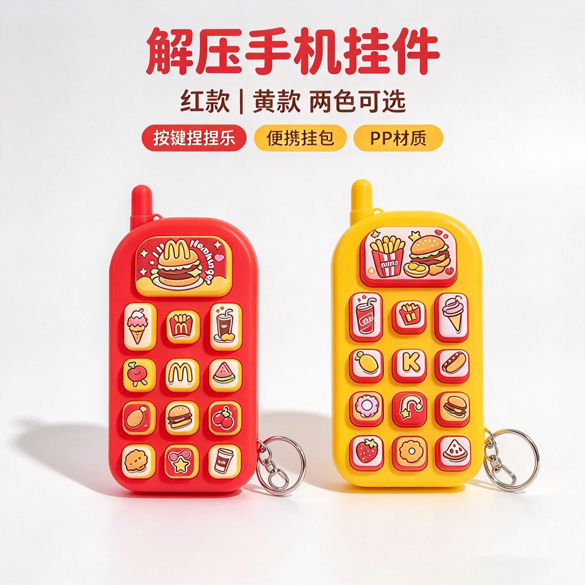 按键手机解压小手机钥匙扣儿童玩具挂件创意摆件幼儿园奖励小礼物