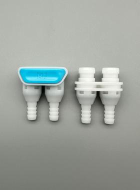 新款白蓝色双头母端CPC快速接头卡接断开截止阀双头接双管