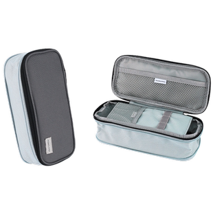 日本kokuyo国誉双层笔袋大容量可伸缩帆布铅笔盒男高中生文具盒高颜值女孩简约日系文具袋学生用多功能烧饼包