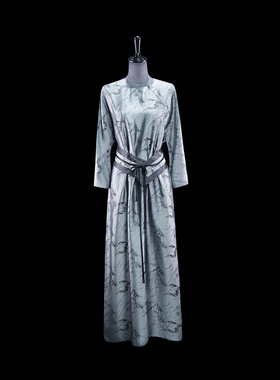 门里门外黑色青山行真丝连衣裙BO24XQ0218K