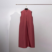 棕红色塔夫绸无袖 门里门外2025年夏季 款 真丝连衣裙婚宴喜婆婆遮肉