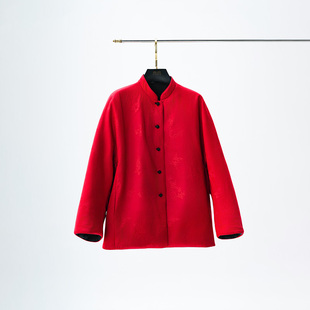 门里门外黑红梅兰竹菊夹棉双面穿外套BR25DW1243E