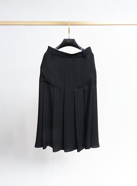 门里门外黑色斜纹三醋酸半裙BM25QB0832A
