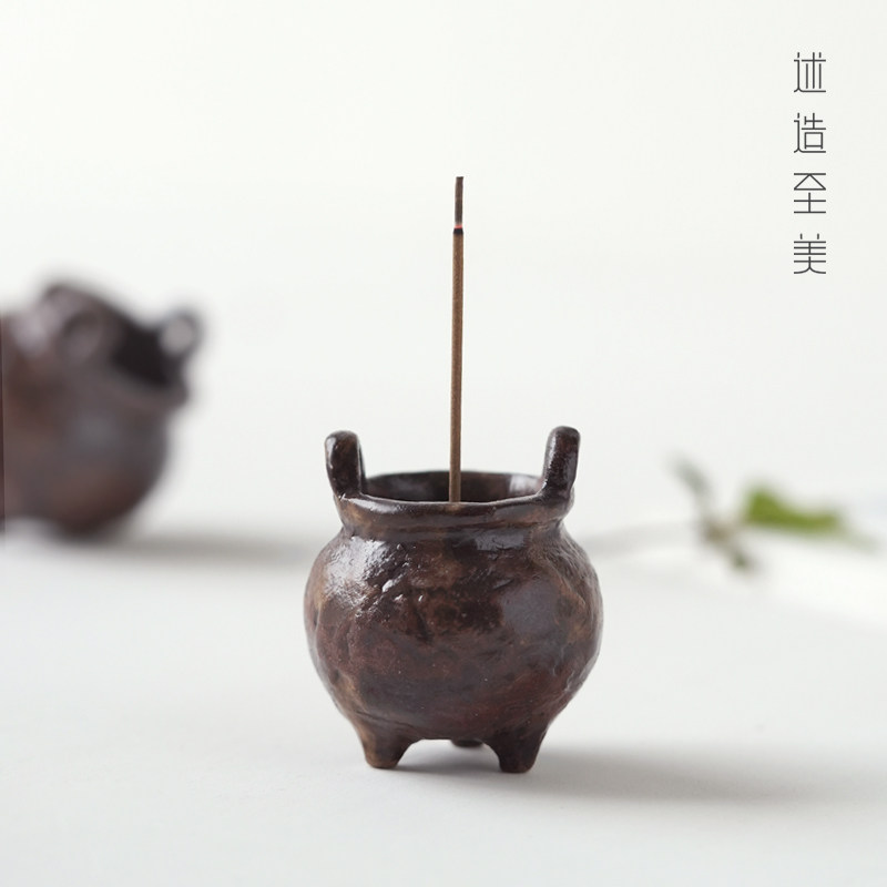 日式手工粗陶小香炉迷你家用室内香熏炉陶瓷三足鼎炉线香道香插炉,餐饮具,茶道/香炉,淘宝优惠券,粉丝福利购,淘宝优惠卷