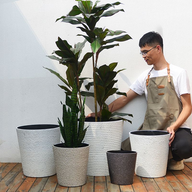 花盆轻奢高级感特大号塑料树脂白色北欧简约仿陶瓷客厅落地绿植高