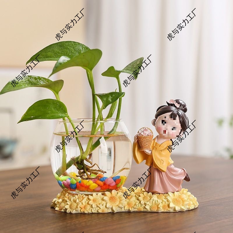 绿萝水培植物花瓶玻璃透明花器创意水养花盆器皿插花客厅茶几摆件