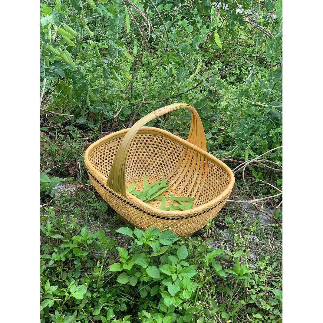 竹编制品手提篮鸡蛋水果篮家用买菜篮竹提篮复古收纳篮果园采摘篮