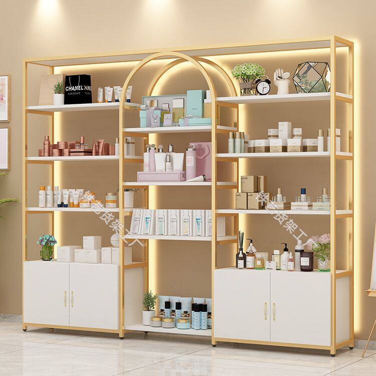 美容院展示柜美甲油胶展示架化妆品带灯多层置物架商用陈列柜货架