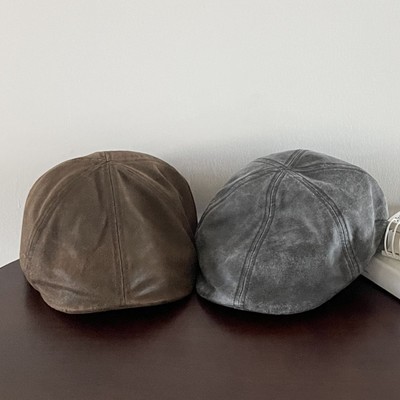 早秋新款氛围感复古老钱风做旧擦皮前进帽女显脸小画家帽报童帽潮