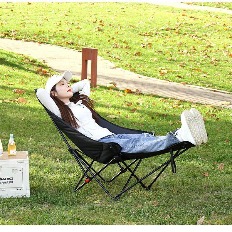 加棉月亮椅调节可躺露营椅躺椅午休户外椅子凳子椅椅折叠