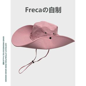 西部牛仔帽女日系潮百搭抽绳渔夫帽户外遮阳大檐登山钓鱼帽男夏