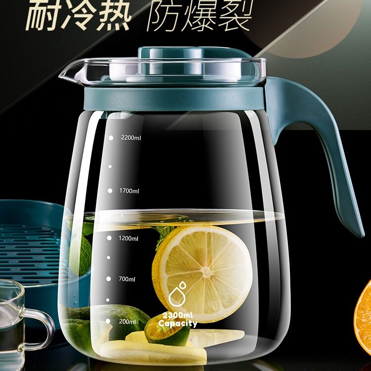 冷水壶玻璃耐高温家用大凉水壶茶具套装大容量冰箱冷泡茶壶