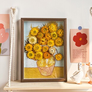 创意菠萝菊干花成品相框摆件高级感挂墙装饰画ins风家居摆台礼物