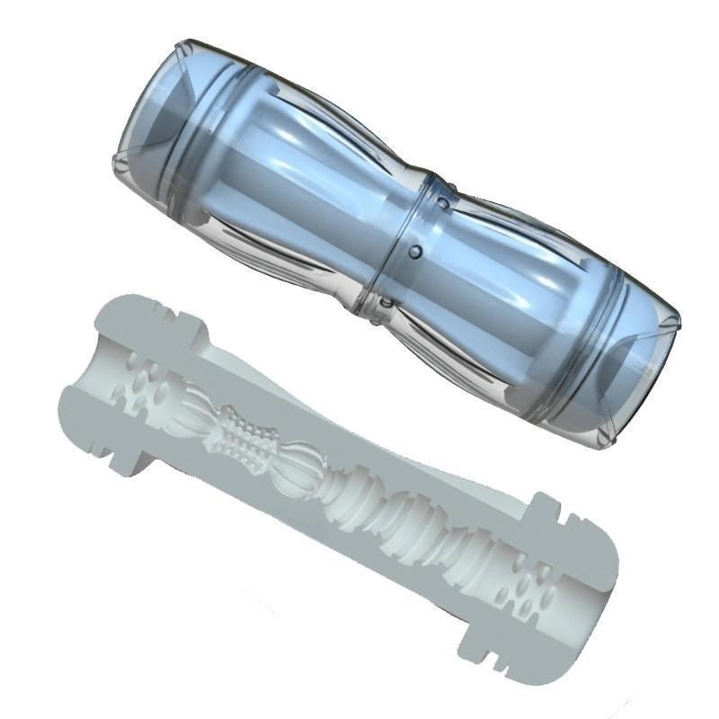 Double Head Male Masturbation Cup Transparent Crystal Suckin