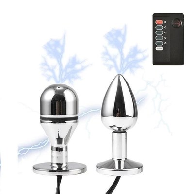 Small Electric Shock Metal Butt Plug Bi-polar Electro Stimul