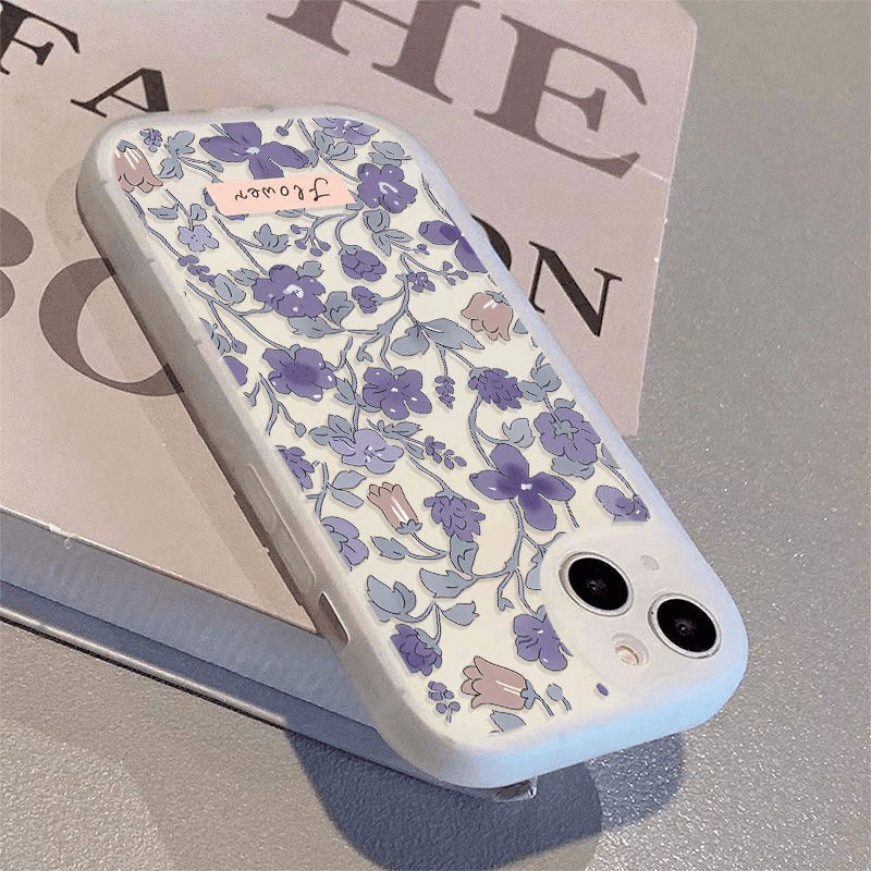 玫瑰紫碎花适用苹果16手机壳