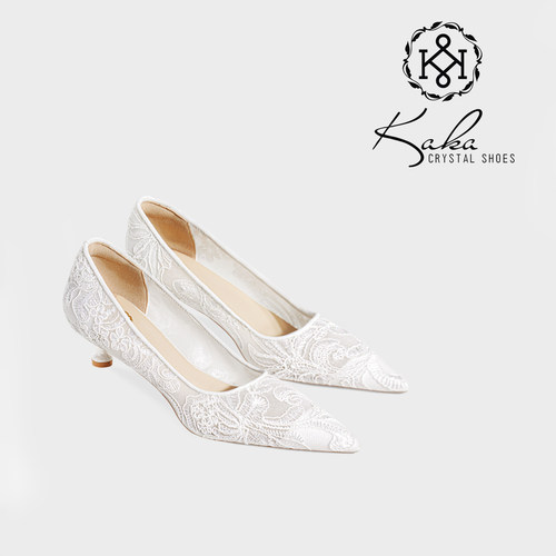 夏季低跟3CM不累脚法式网纱婚鞋