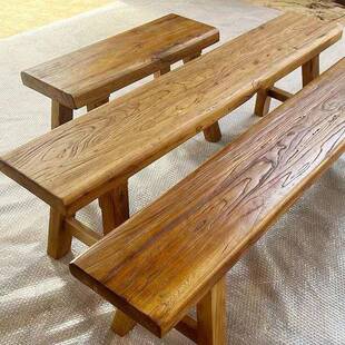 老榆木长凳长条凳实木板家用复古矮凳双人凳成人餐桌凳