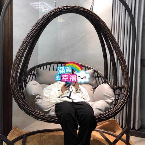 铁艺吊篮藤椅吊椅加粗室内双人坐躺摇篮k椅家用秋千吊床阳台吊兰