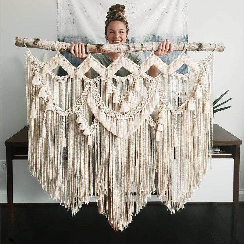 北欧风纯手工编织大号天然挂毯民宿客厅卧室床头装饰挂件壁毯饰品,居家布艺,挂毯/壁毯,淘宝优惠券,粉丝福利购,淘宝优惠卷