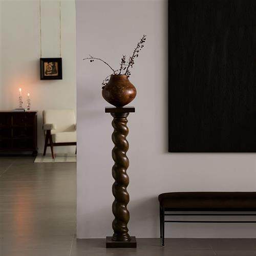 形上法式中古底座螺旋雕塑台柱子落地侘寂艺术摆件覆古立柱装饰