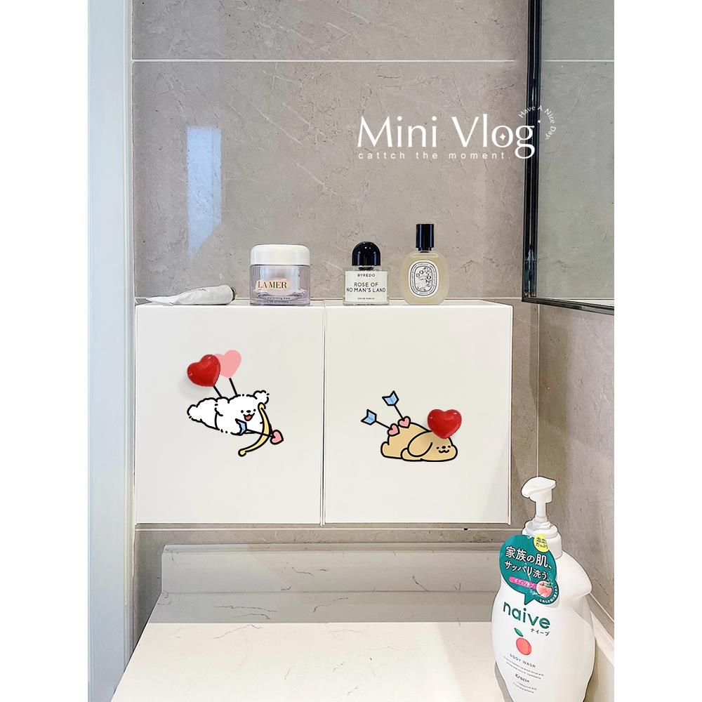 丘比特小狗姨妈巾收纳盒壁挂式卫生间置物盒创意爱心厕所收纳柜