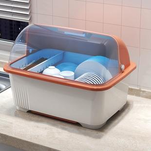 碗碟盘餐具碗架家用置物架防尘碗筷收纳盒 厨房沥水碗柜带盖放碗装