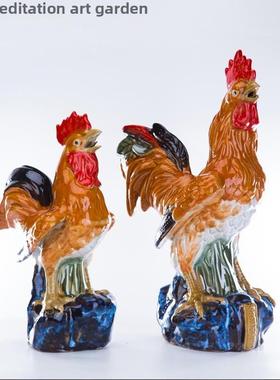 石湾陶瓷鸡摆件风水福鸡生肖鸡客厅工艺品摆件新中国风家居摆件